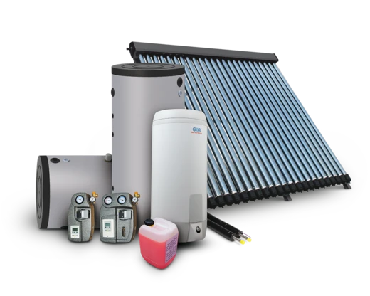 Zonneboilerset met boilervat, zonnecollector en toebehoren