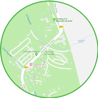 Kaart van de omgeving rond Alpe d'Huez (Alpe d'HuZes-evenement)